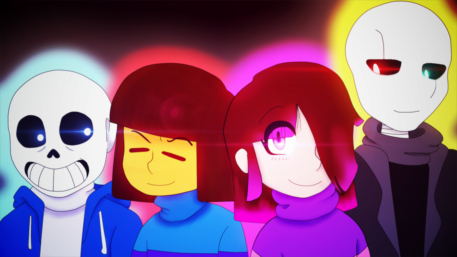 Glitchtale, Frisk, Betty, and Gaster by Annmariesch76 on Newgrounds