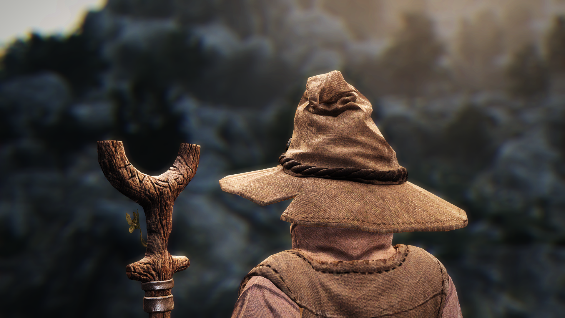 Witch Wizard Magician Staff Witch Hat Rock Formation Black Desert Online Wallpaper:1920x1080