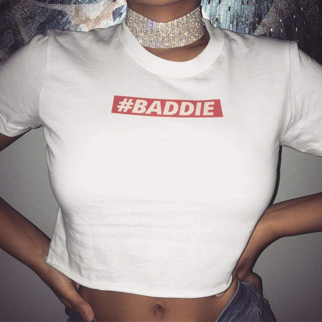 BADDIE Crop Top • 100% 30 1 Combed Cotton • Form Fitting • Bottom Hem Has An Unfinished, Raw Edge. Crop Top Outfits, Clothes, Trendy Outfits Urban
