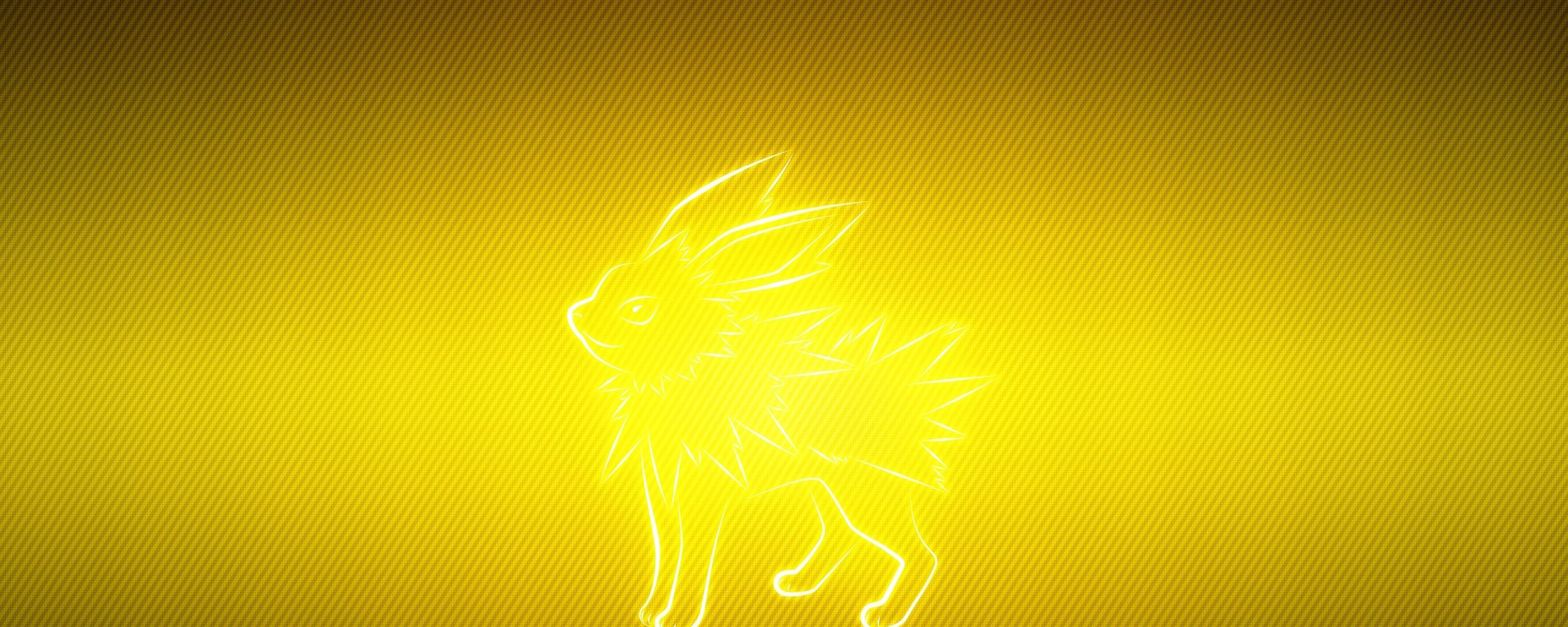 Download wallpaper 2560x1024 pokemon, yellow, black, jolteon ultrawide monitor HD background