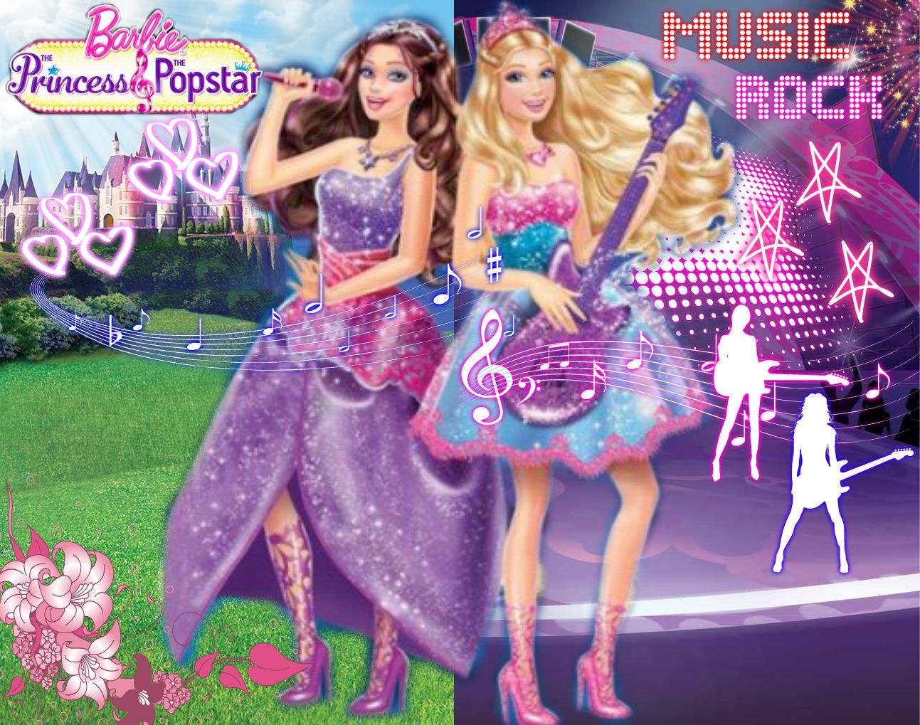 Download Barbie Princess And Popstar Performing Wallpaper