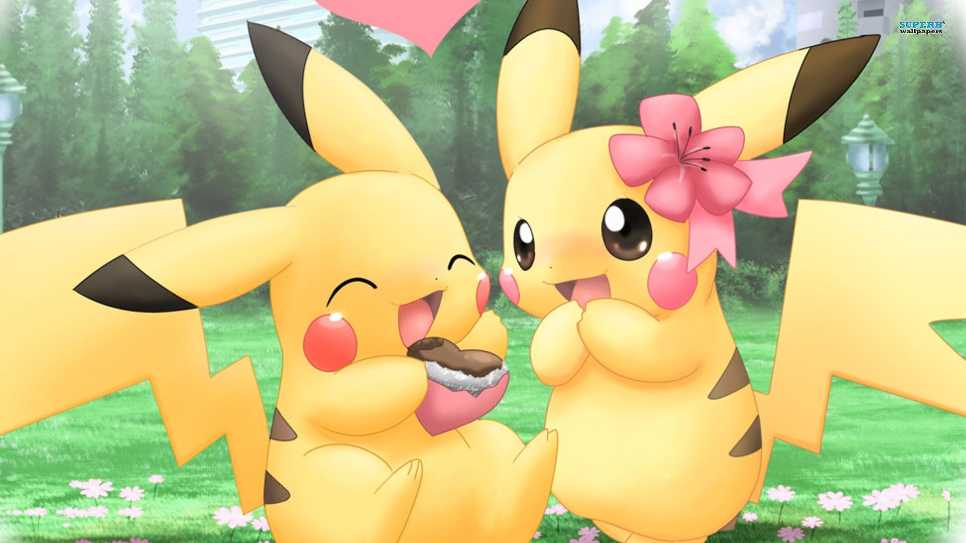 Pikachu boy and girl chocolate heart. Pikachu wallpaper, Cute pikachu, Cute pokemon wallpaper