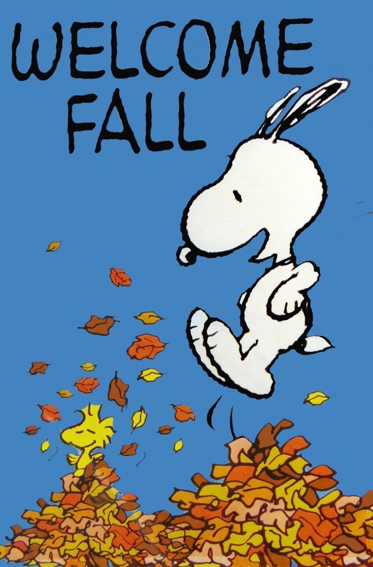 SNOOPY WELCOME FALL Flag: Snoopn4pnuts.com. Snoopy love, Happy fall quotes, Snoopy and woodstock