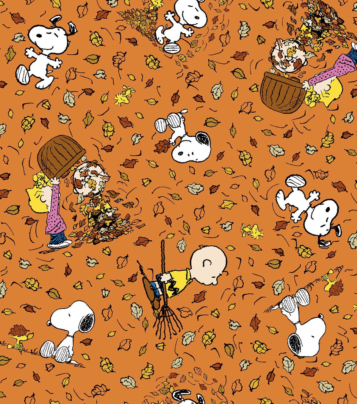Harvest Cotton Fabric 43 Peanuts Falling Leaves. Snoopy Wallpaper, Snoopy, Thanksgiving Wallpaper