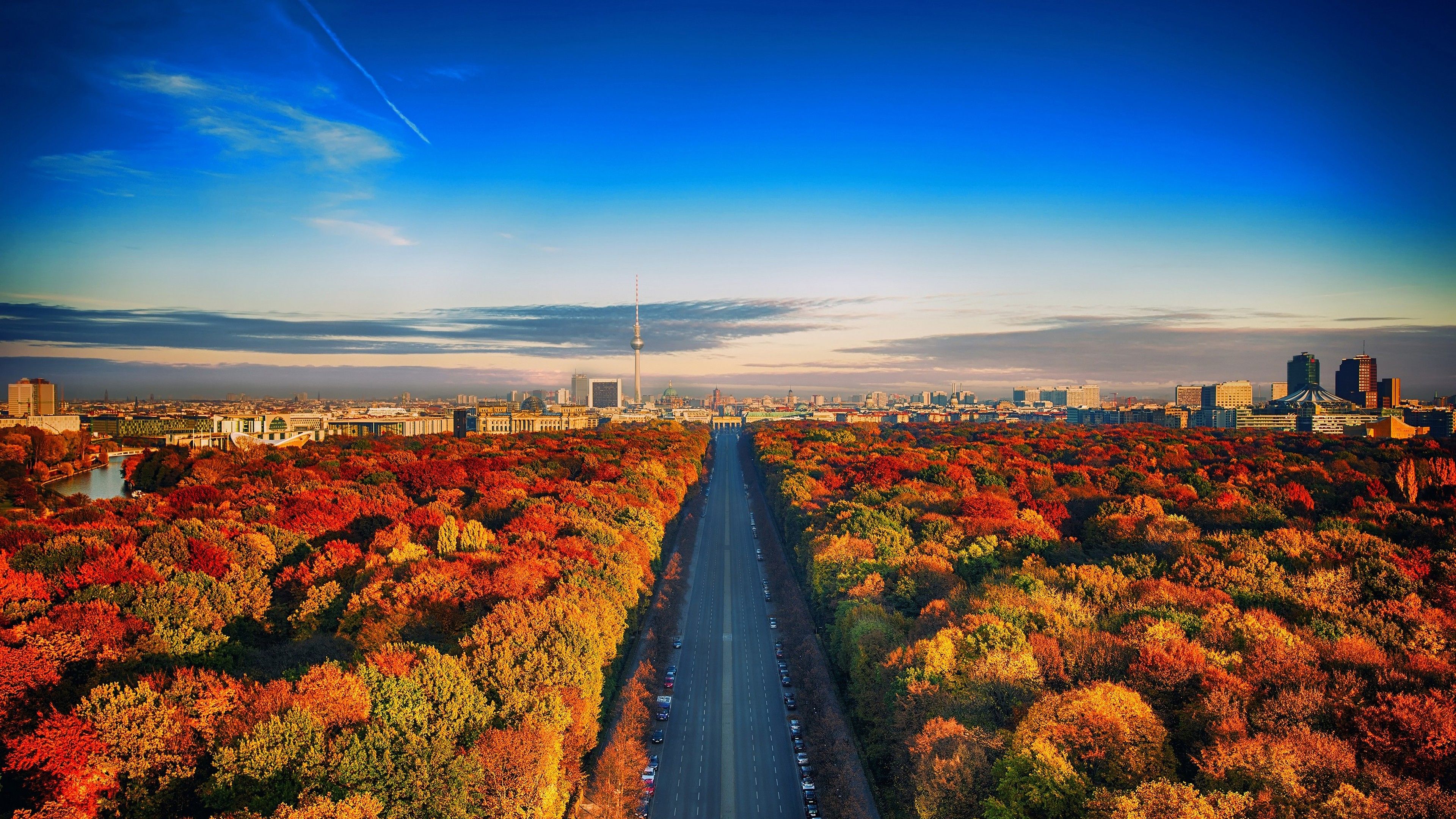City, Nature, Landscape, Forest, Trees, Autumn, Sky, Scenery, 4K wallpaper. Mocah.org HD Desktop Wallpaper