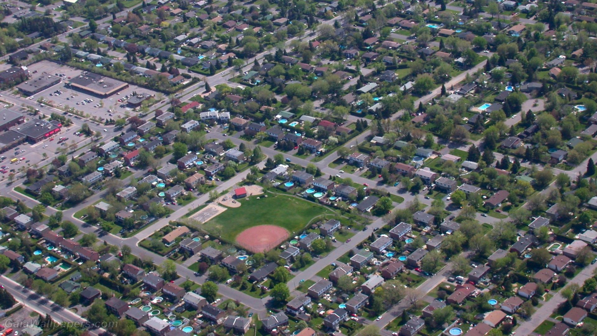 Aerial view of the suburbs of Montreal wallpaper 1920x1080 Desktop Wallpaper