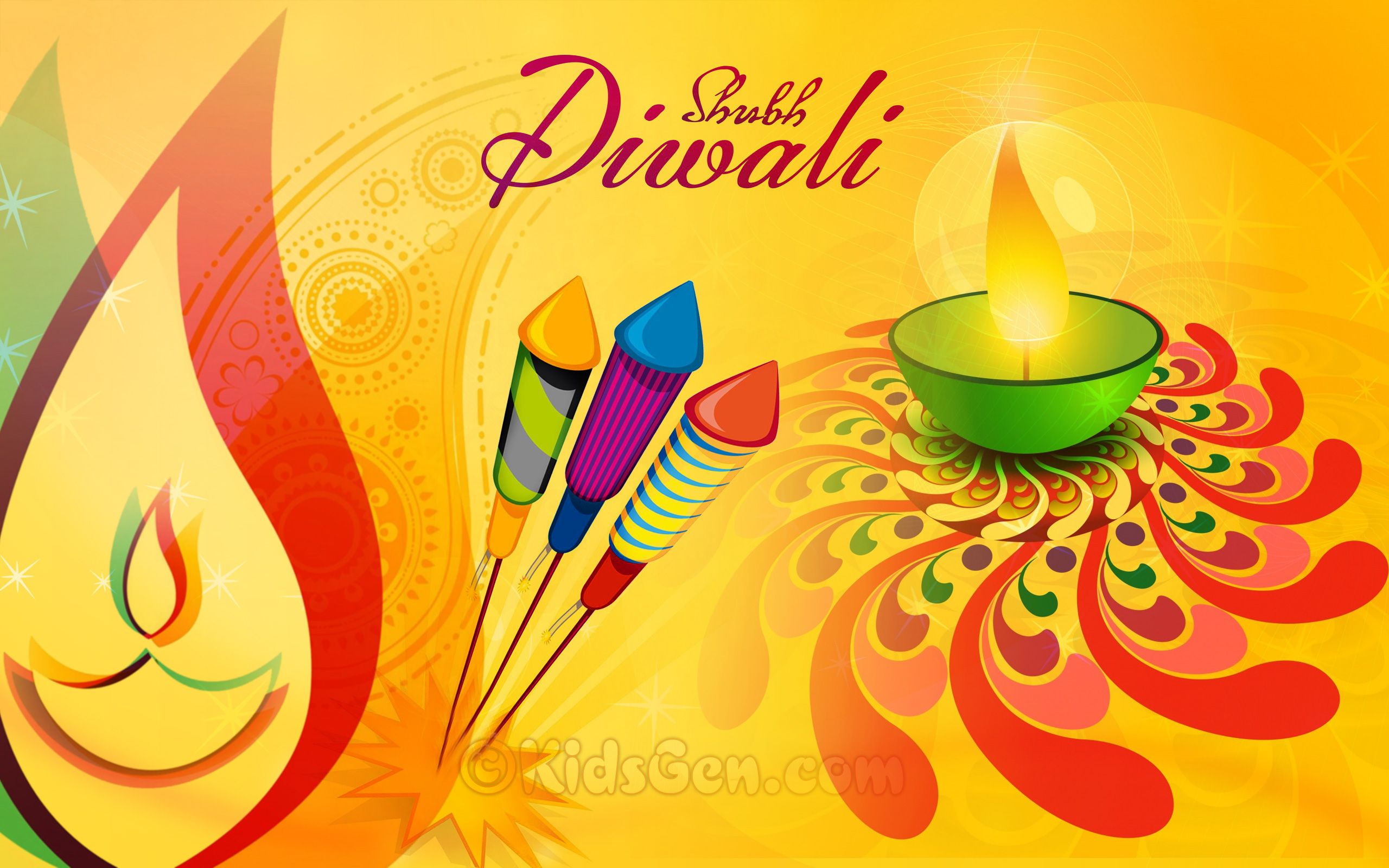 Free Vector | Happy diwali background with hanging diya