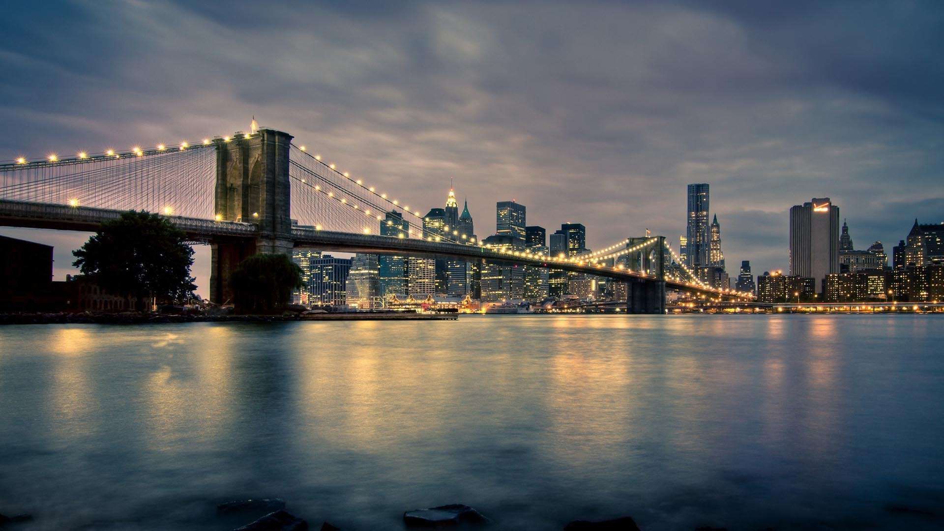 Brooklyn Bridge At Night New York United States USA city Wallpaper. Brooklyn bridge new york, Brooklyn bridge, Bridge wallpaper