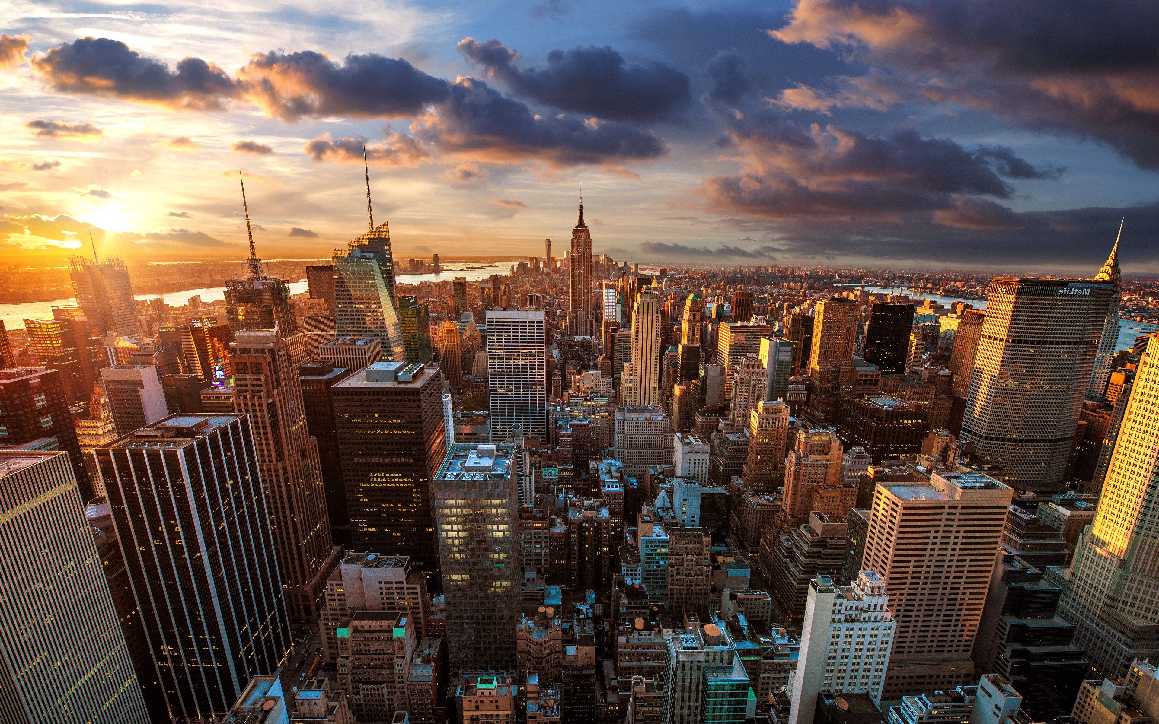 landscape, Cityscape, Building, Sunset, USA, New York City Wallpaper HD / Desktop and Mobile Background