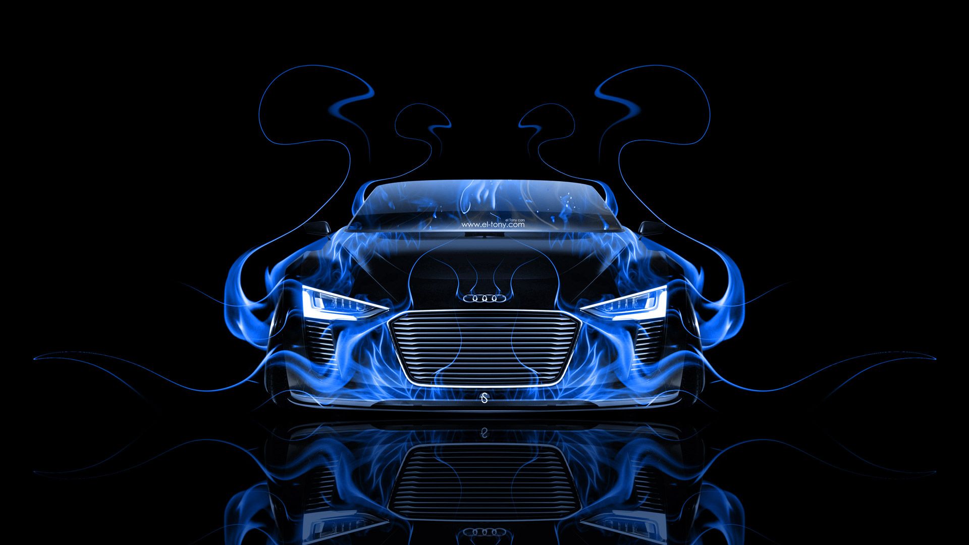 Audi E Tron Spyder Front Fire Abstract Car 2014 El Tony