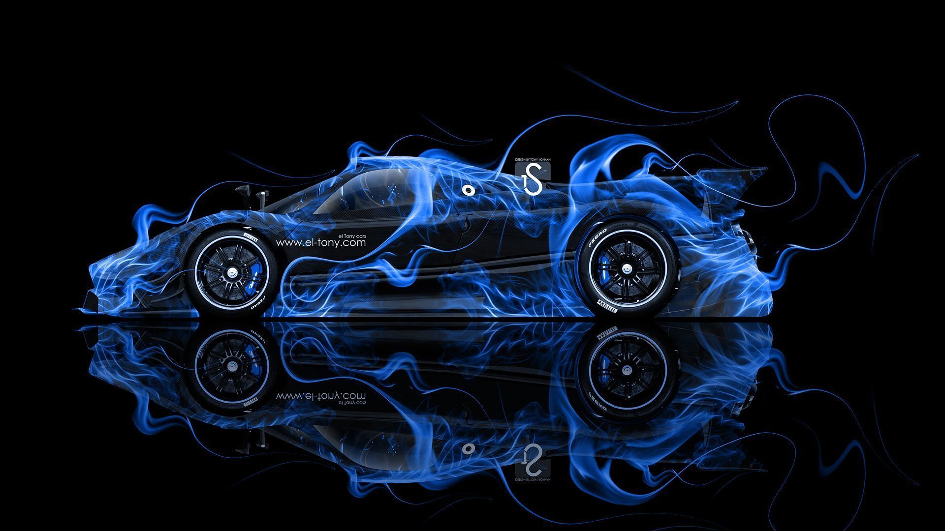 Pagani Zonda Revolucion Blue Fire Abstract Car 2014 HD Wallpaper