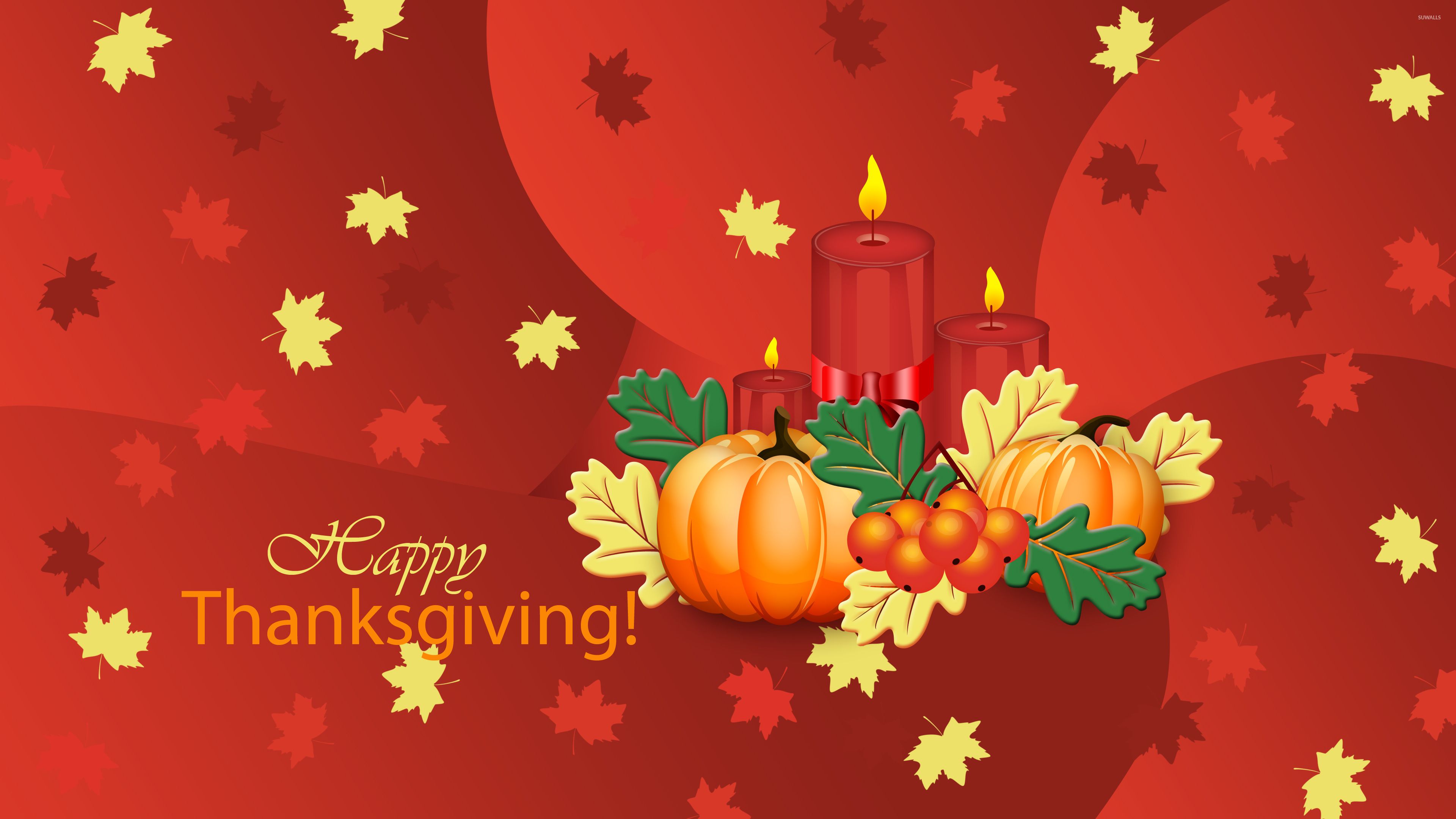 Pumpkins and candles on Thanksgiving wallpaper wallpaper