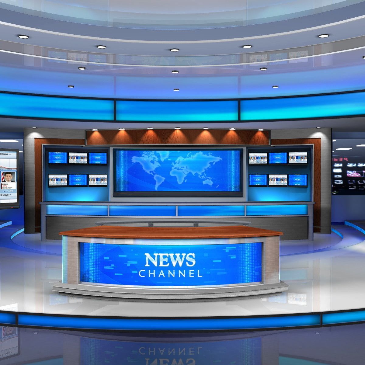 3Ds max news studios collections. Virtual studio, News studio, Tv set design