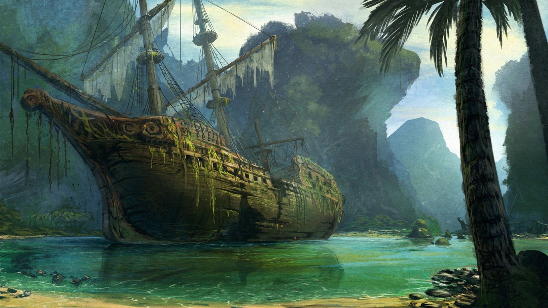 Fantasy Wallpaper HD Free Download Ships At Sea