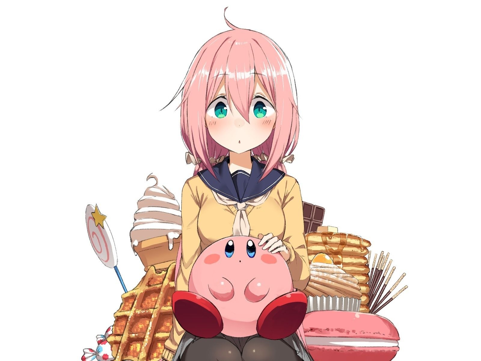 Download 1600x1200 wallpaper curious, anime girl, nadeshiko kagamihara, standard 4:3, fullscreen, 1600x1200 HD image, background, 3466