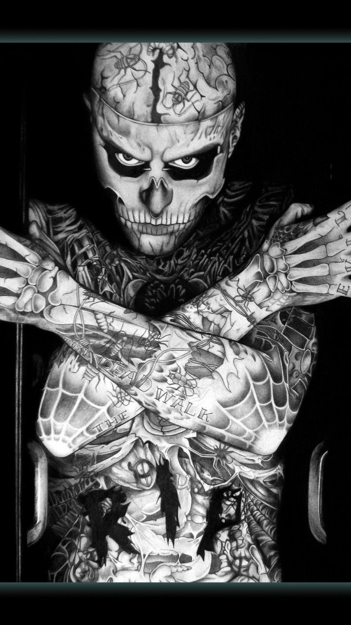 Wallpaper Rick Genest, Zombie Boy, model, tattoo, skeleton, Celebrities