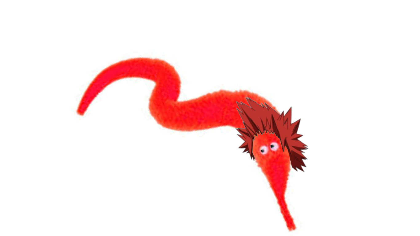 fluffy worm on a string