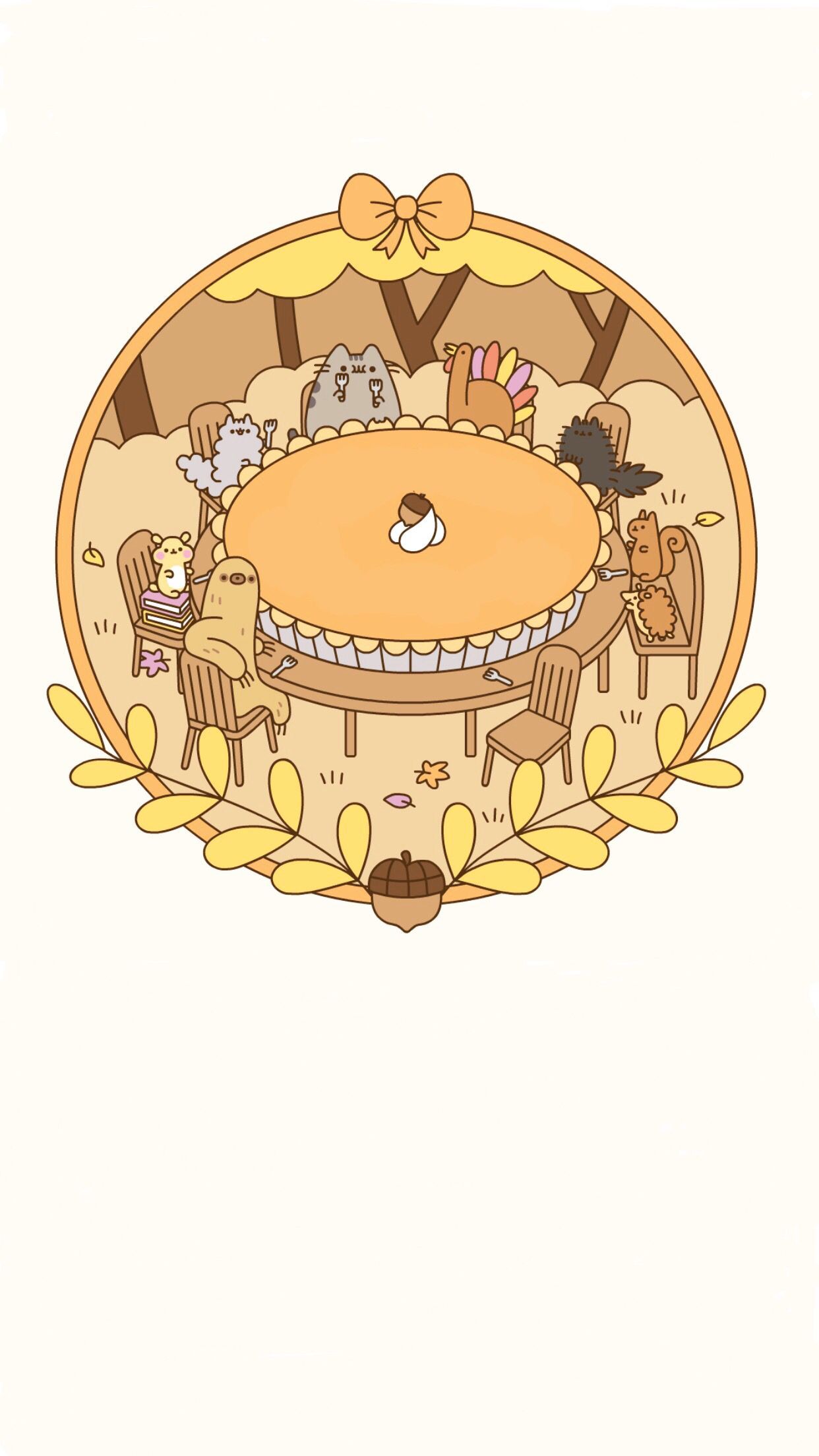 pusheen fall thanksgiving wallpaper ♡. Thanksgiving wallpaper, Pusheen cat, Pusheen cute