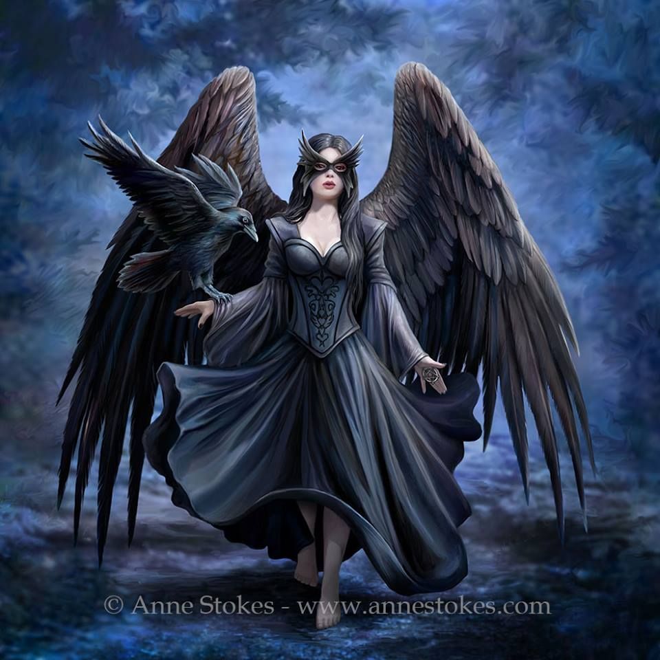 New artwork from the amazing Anne Stokes: RAVEN. Anne stokes art, Gothic fantasy art, Fantasy art angels