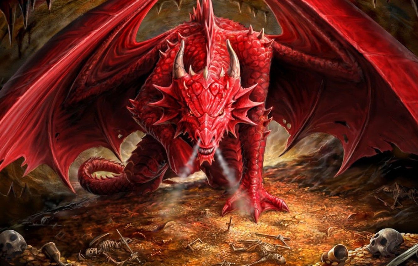 Wallpaper Dragon, handsome, The hobbit, The Hobbit, Smaug, Dragon's Lair. Anne Stokes, Ironshod image for desktop, section фантастика