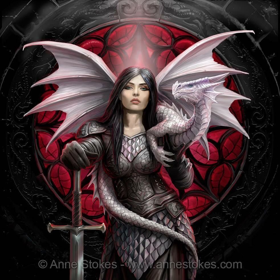 Anne Stokes on Instagram: “Just finished this new art. I wanted to do a more gothic take on the woman and dragon. Gothic fantasy art, Anne stokes art, Anne stokes