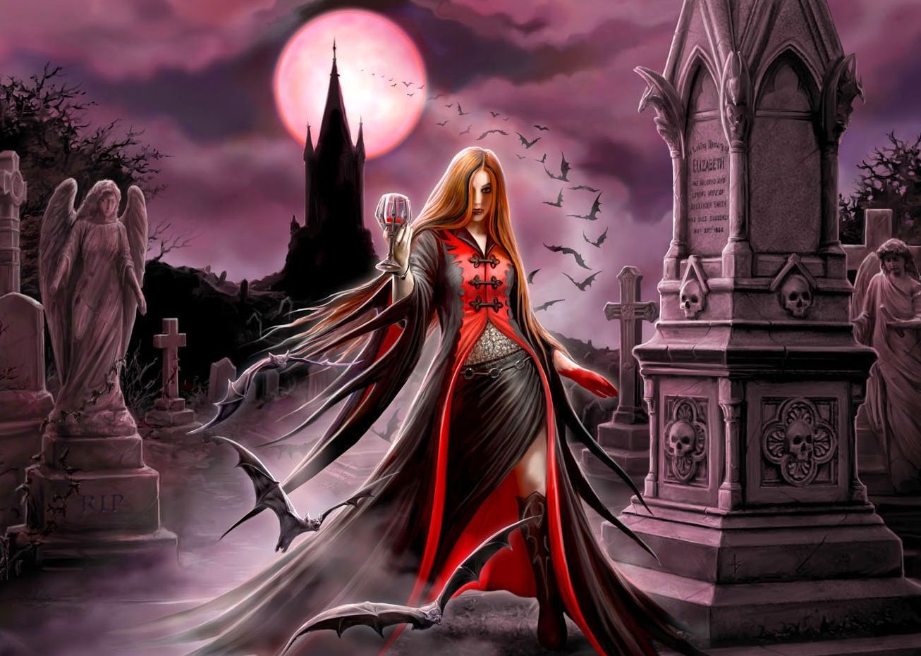 image vampire Cemetery Anne Stokes Fantasy 1306x931