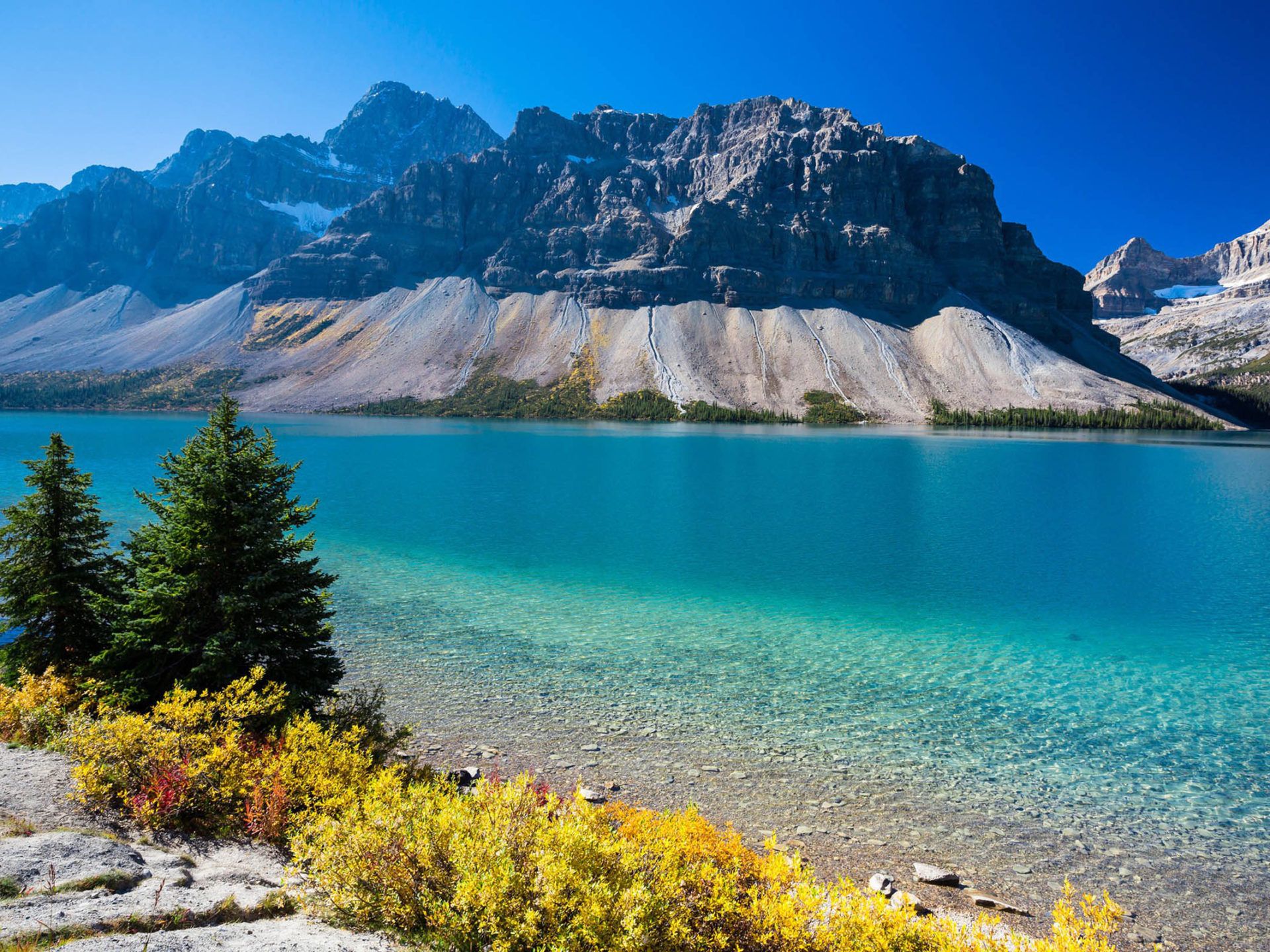 Bow Lake In Western Alberta Canada Turquoise Water Rocky Mountain Ultra HD Wallpaper, Wallpaper13.com