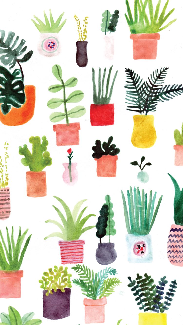 plant illustration. Watercolor plants, iPhone wallpaper, Plant wallpaper