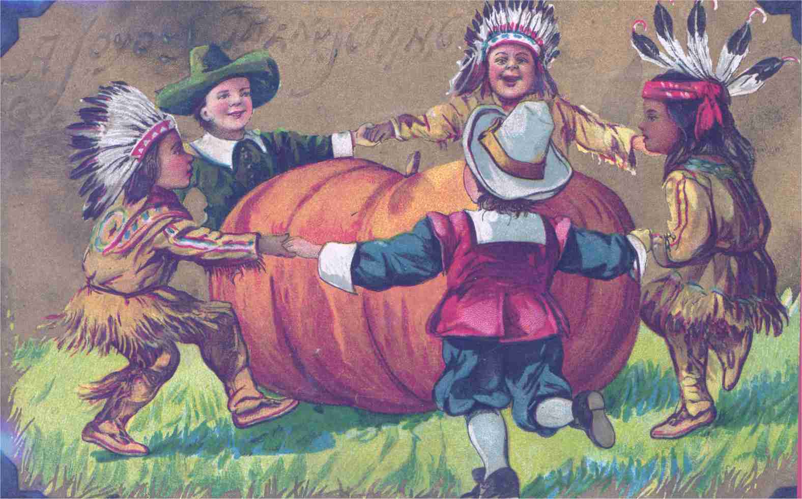 Children And Pumpkin Thanksgiving