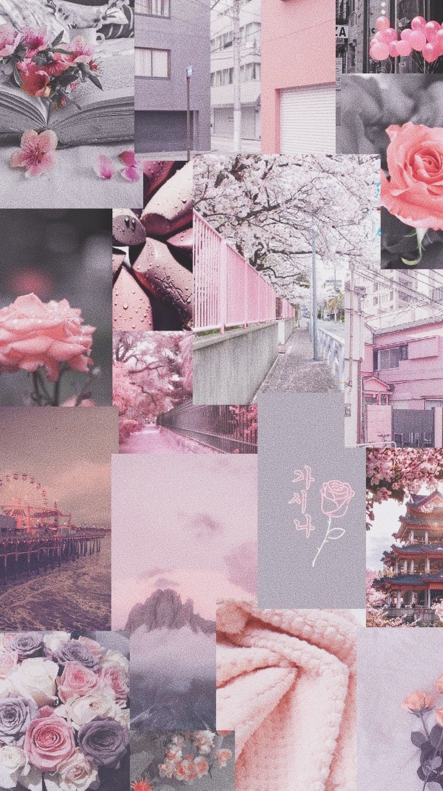Elegant Pink and Grey Aesthetic Wallpaper