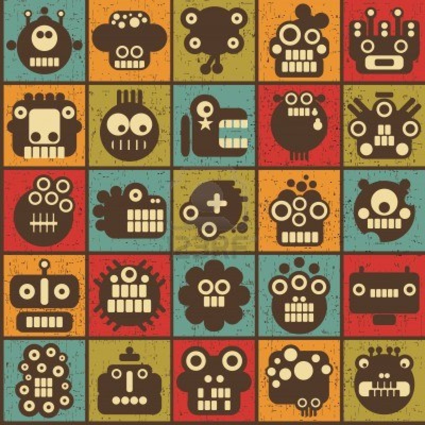 Retro Robots Wallpaper