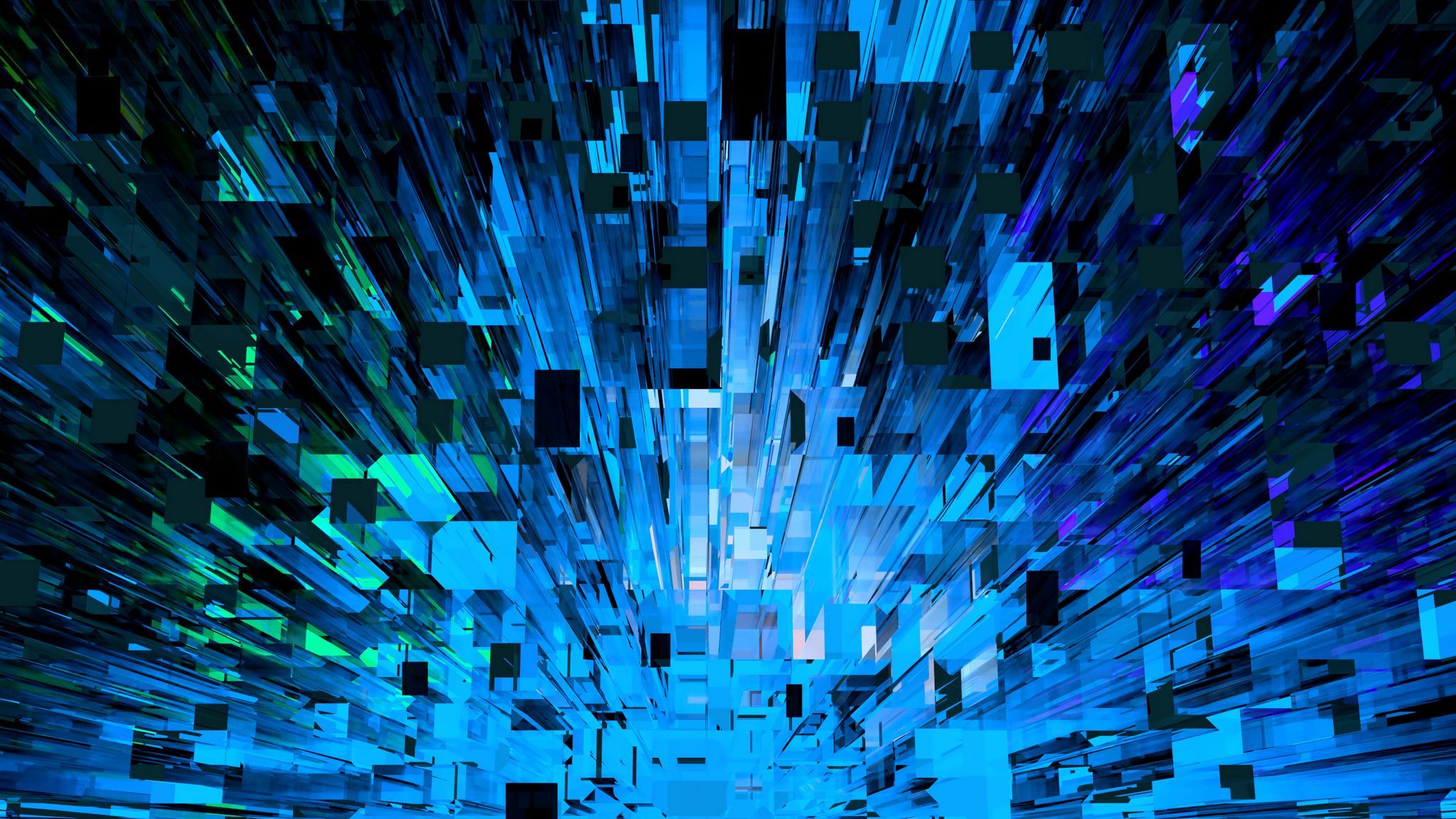 Download wallpaper 2048x1152 fragments, shards, abstraction, blue ultrawide monitor HD background