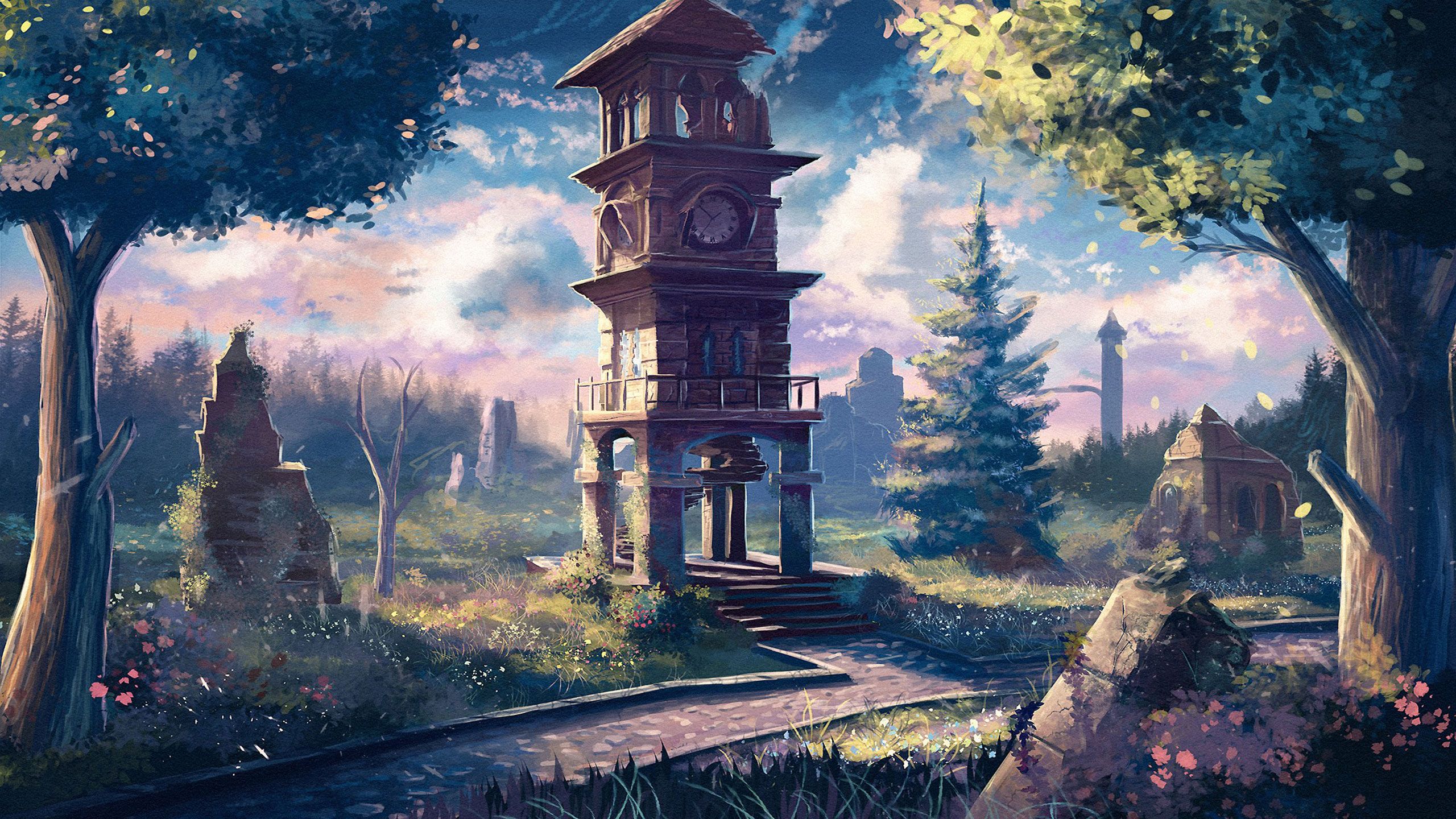 Free Old Clock Tower Anime, Computer Desktop Wallpaper, Tower Anime Background