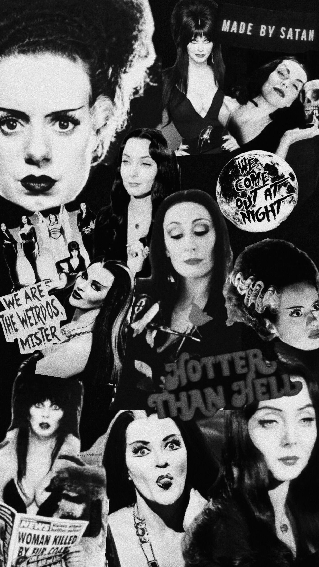 Elvira, Vampira, Lily Munster, Morticia Addams, and Bride Of Frankenstein. The goth icons