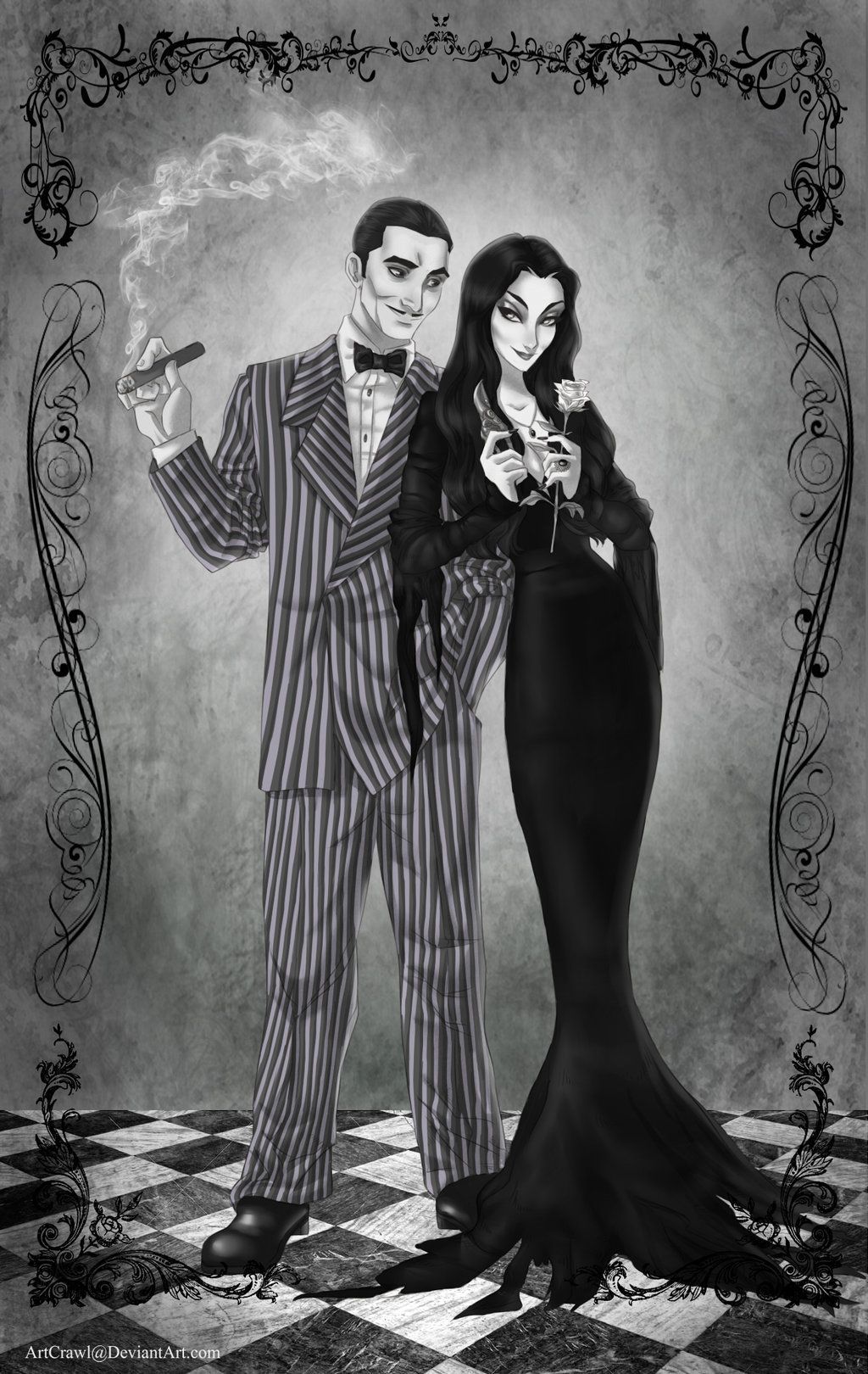 Morticia And Gomez Addams Wallpaper