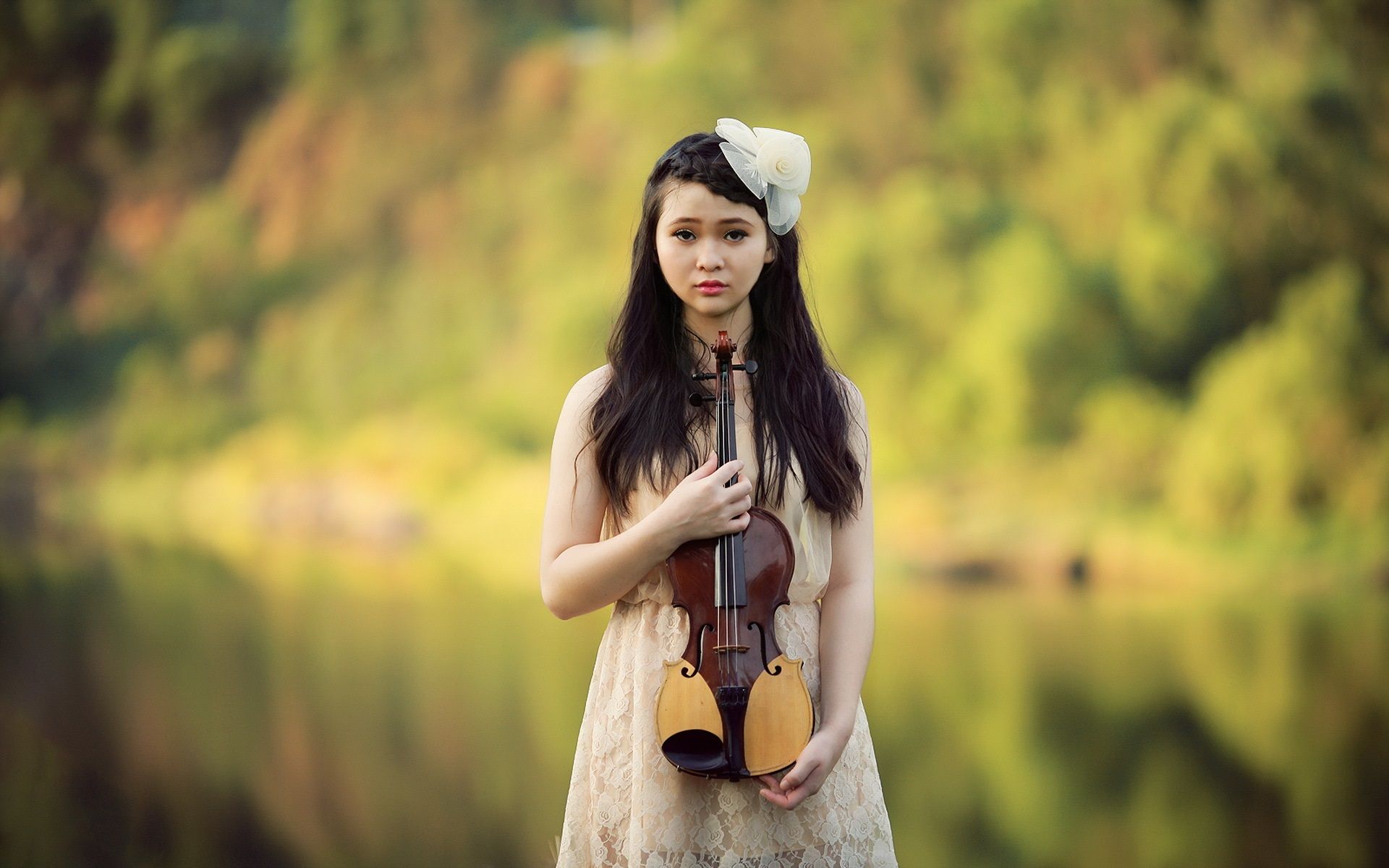 Beautiful Asian Girl, Violin, Music 640x1136 IPhone 5 5S 5C SE Wallpaper, Background, Picture, Image