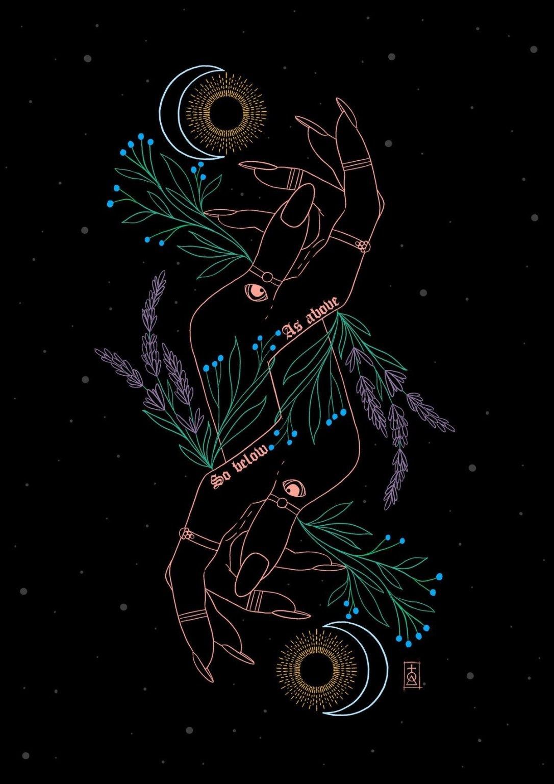 Celestial iPhone wallpaper moon & stars. Witchy wallpaper, Wiccan wallpaper, Witch wallpaper