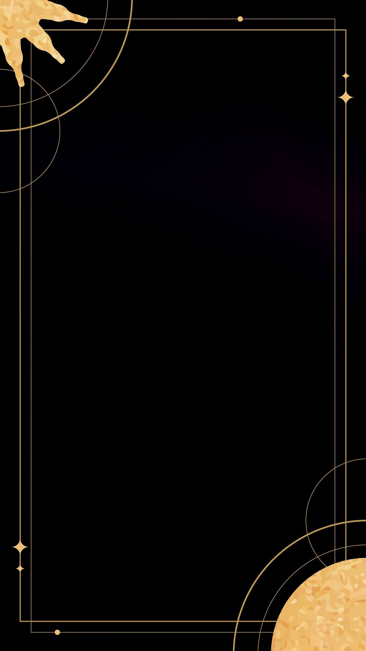 Download premium vector of Gold sun and moon frame on a black phone. Gold sun, Black phone wallpaper, Mystic wallpaper