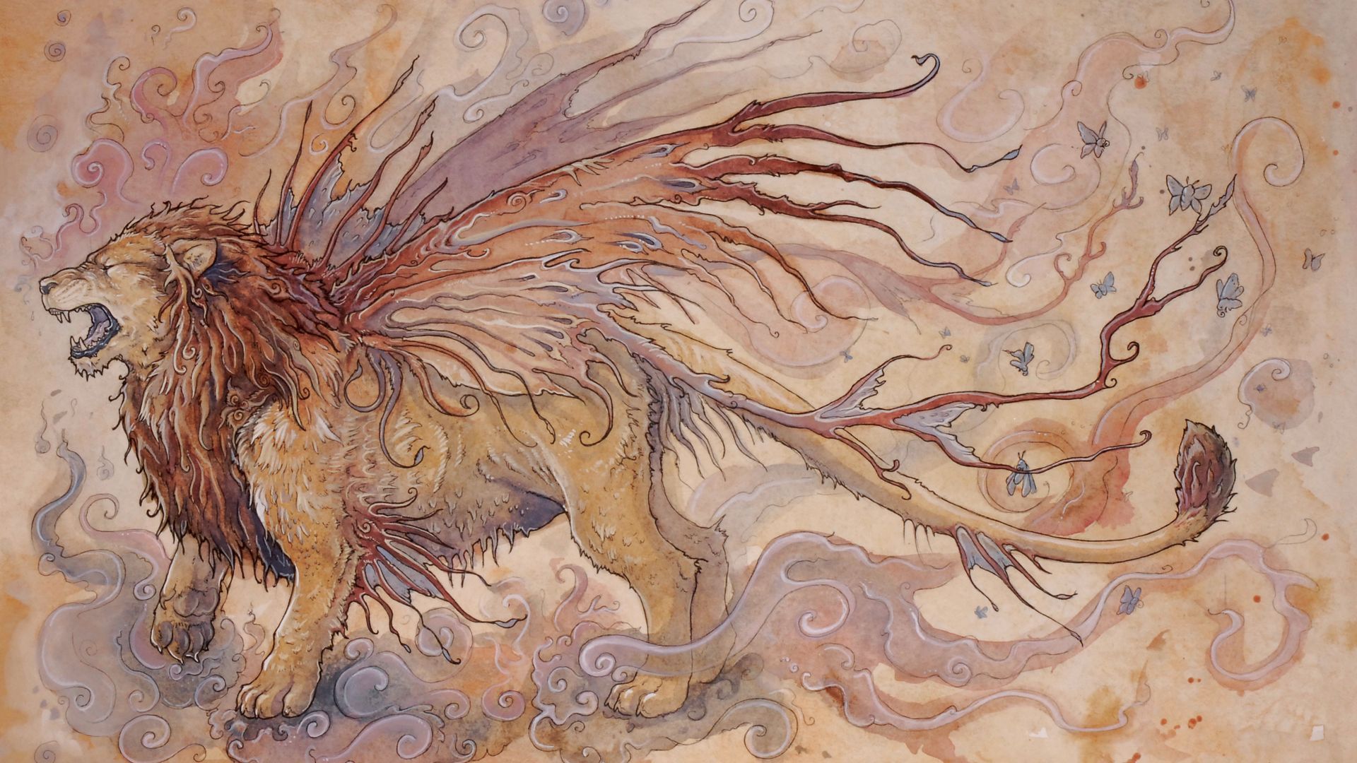 Mythical Lion Painting Wallpapers.