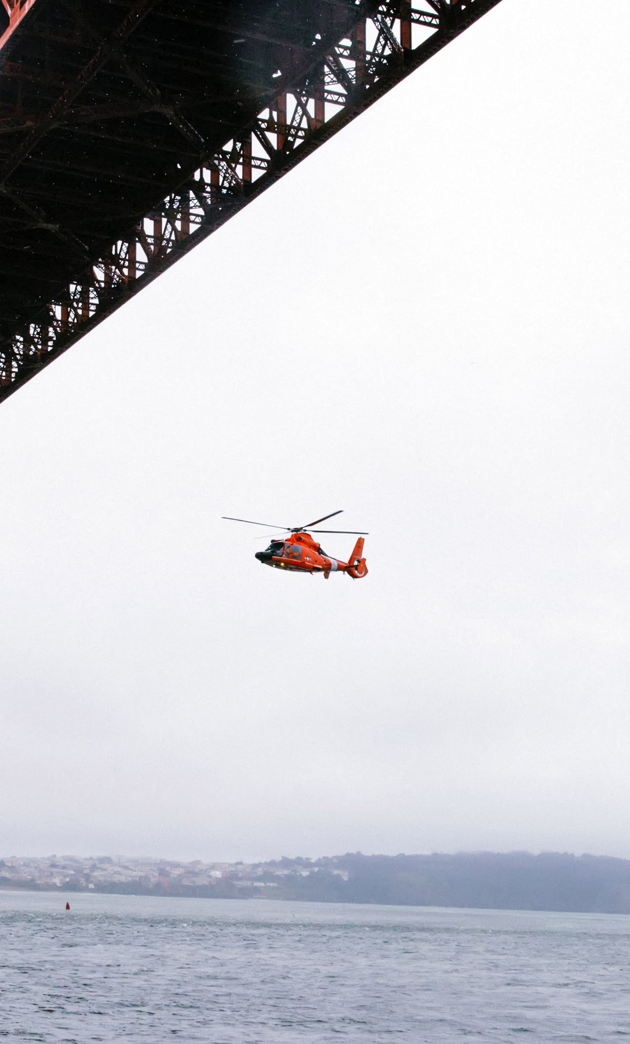 Rescue Helicopter Flying Under Golden Gate Bridge iPhone HD 4k Wallpaper, Image, Background, Photo and Picture