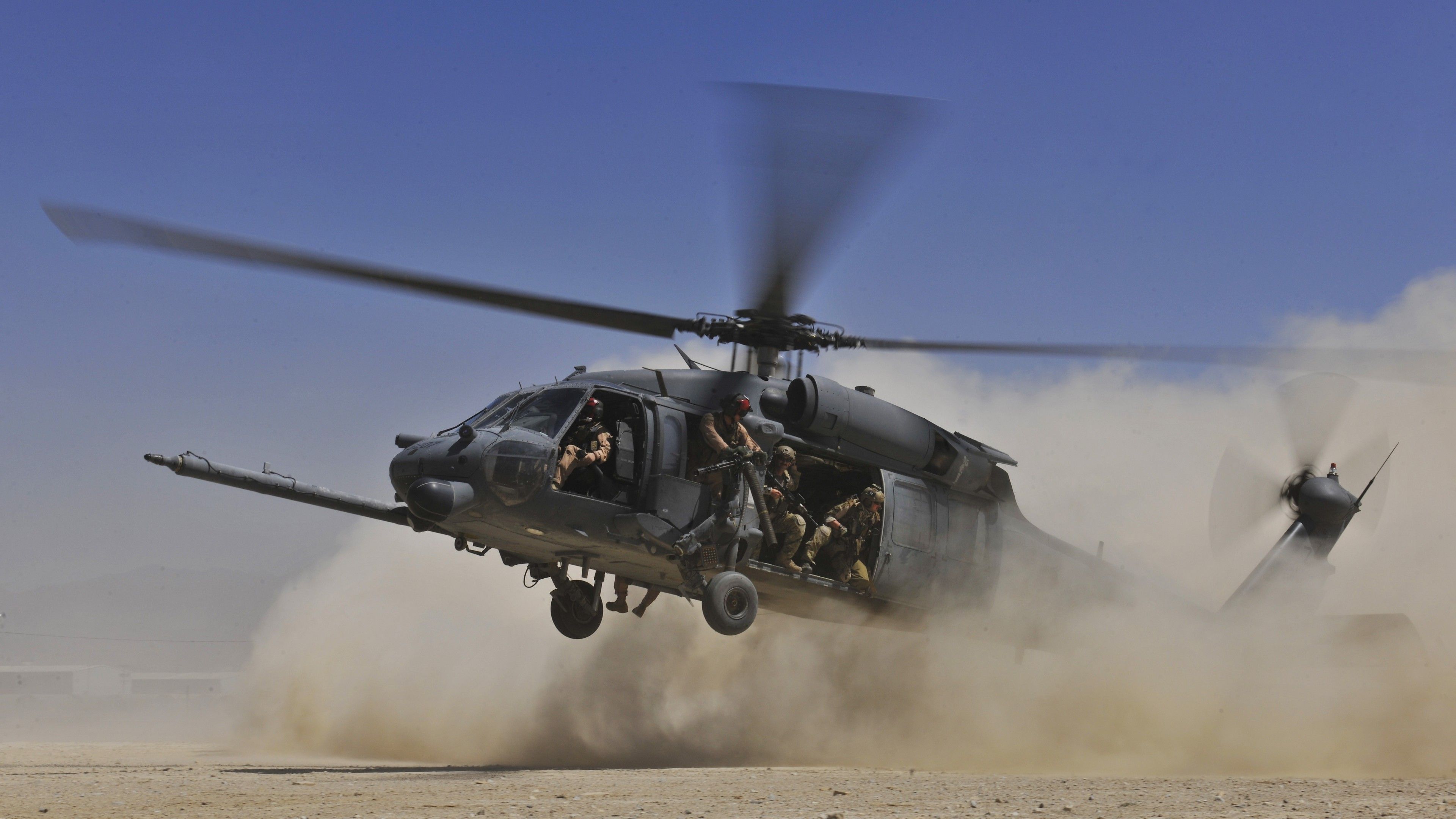 Wallpaper MH 60G, Sikorsky, HH 60G, Pave Hawk, Combat Search, Rescue Helicopter, MEDEVAC, USA Army, Landing, Dust, Military