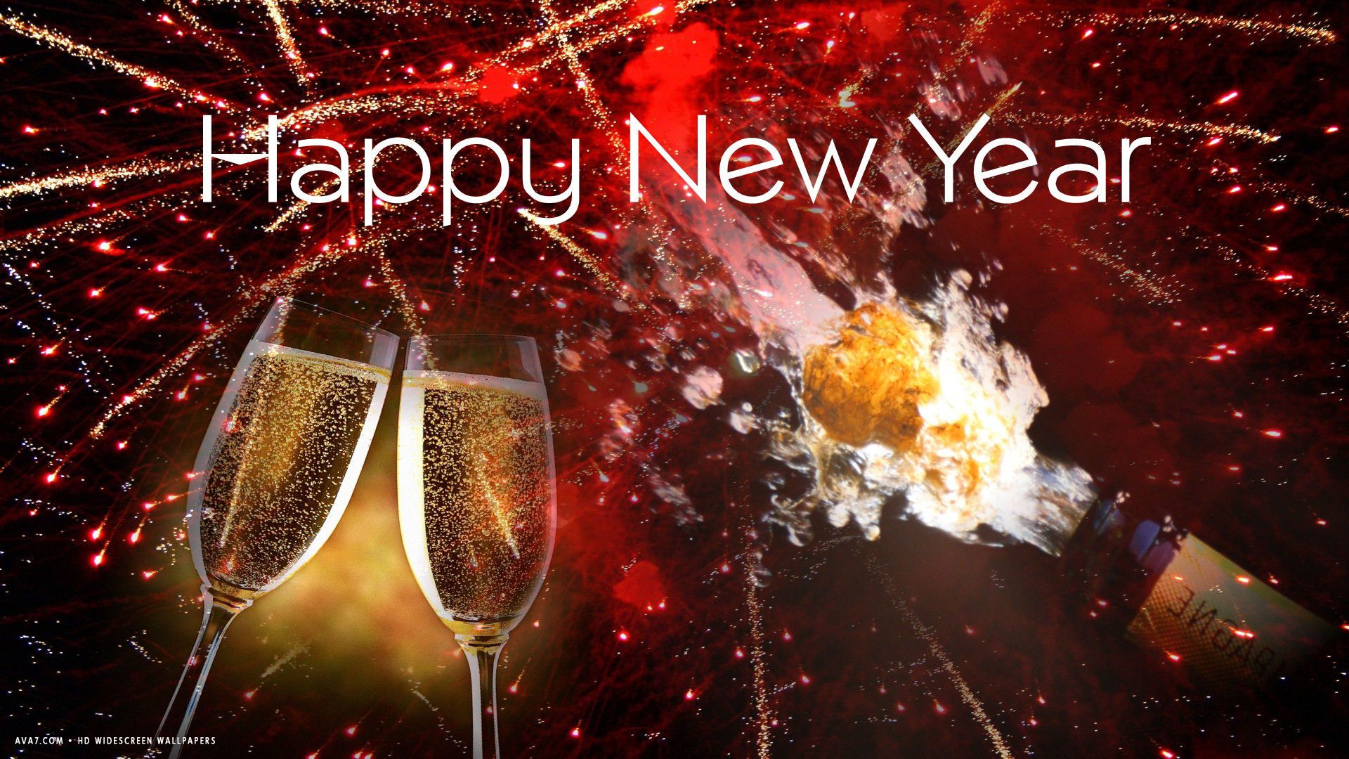 happy new year champagne drink fireworks night holiday HD widescreen wallpaper / holidays background