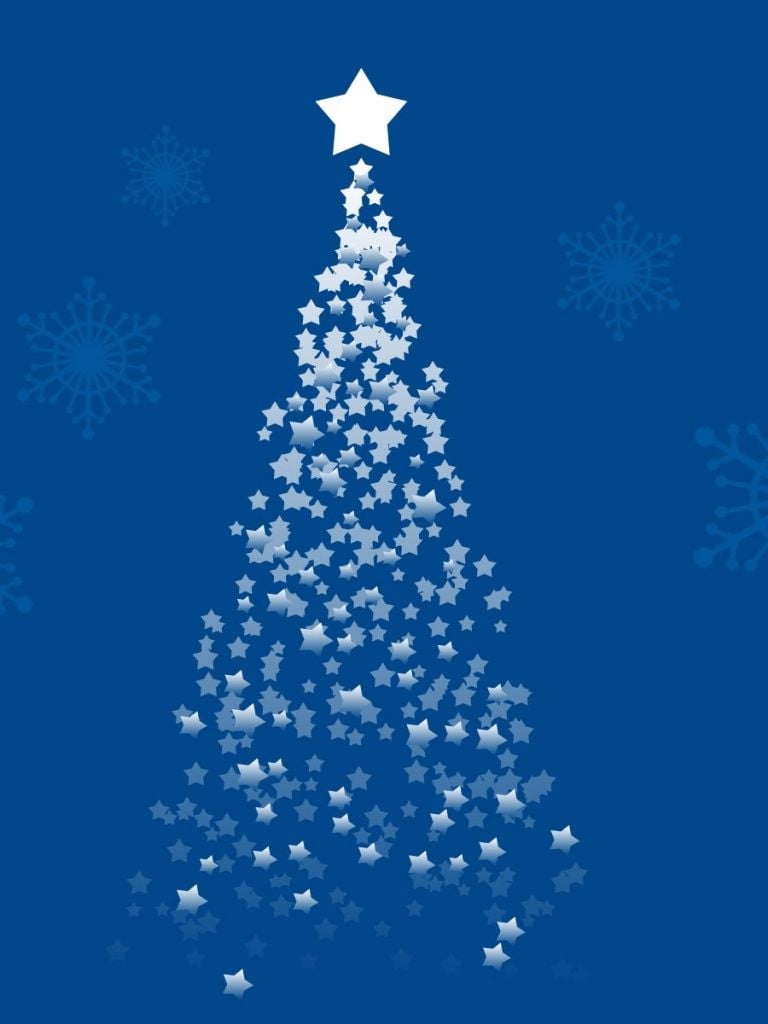 Blue Stars Christmas Tree iPad wallpaper