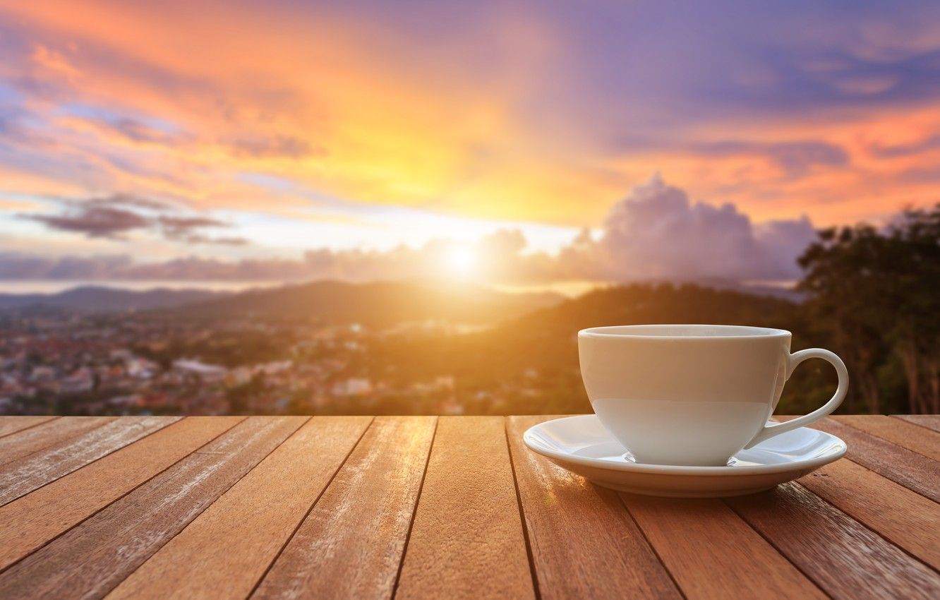 Wallpaper sunrise, coffee, morning, Cup, veranda, cup, sunrise, coffee, good morning image for desktop, section настроения
