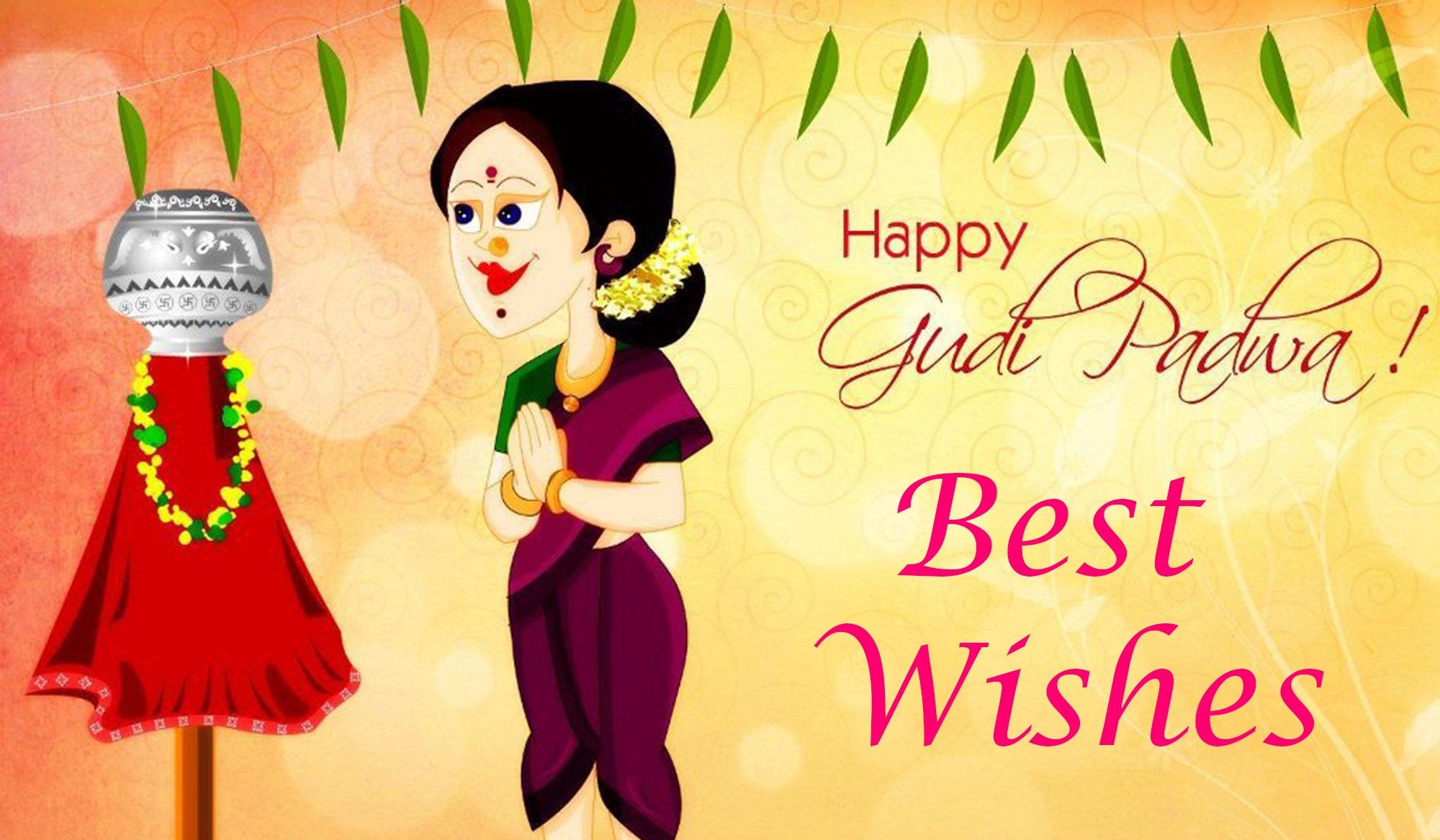 Happy Gudi Padwa Wishes Image HD Wallpaper