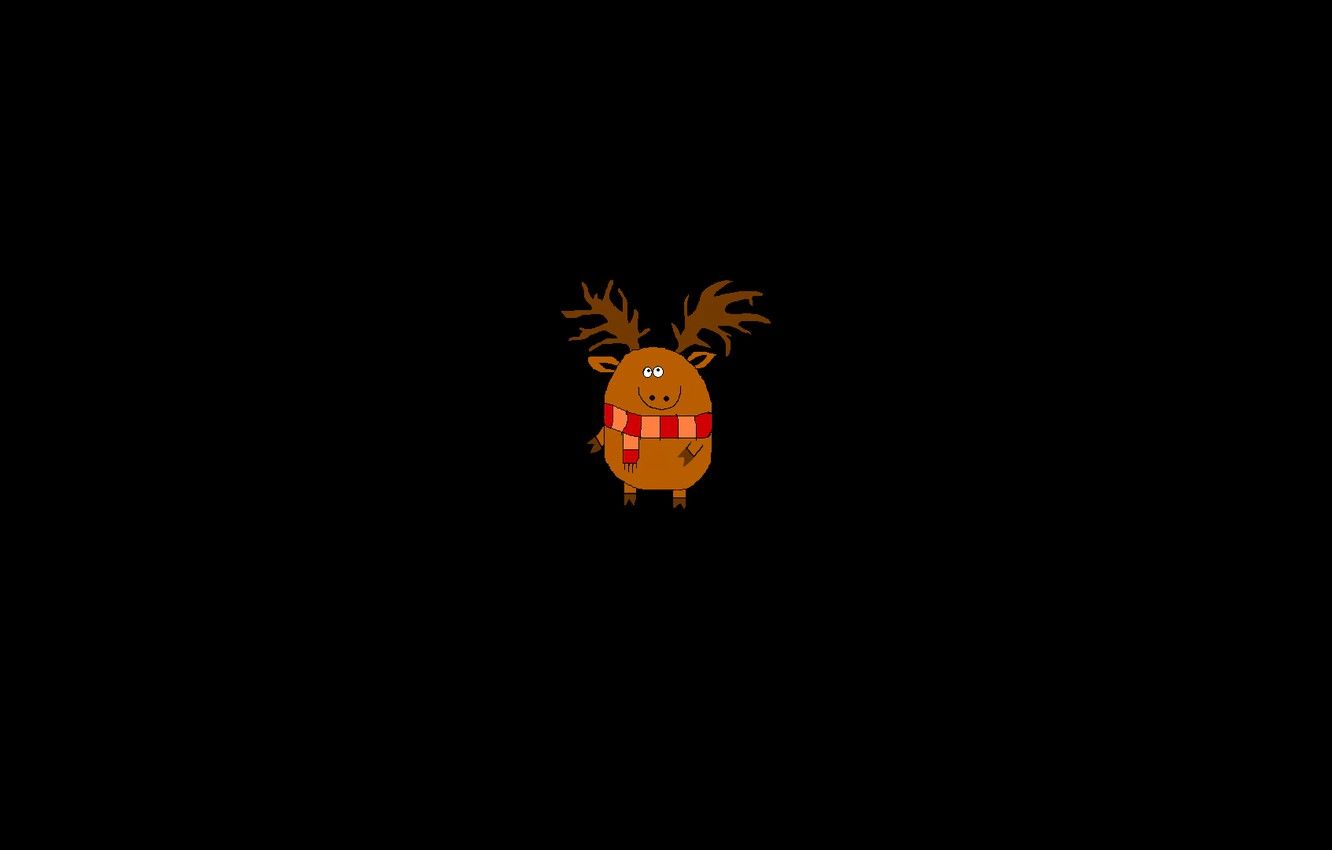 Wallpaper Minimalism, Christmas, Deer, Santa, Gifts image for desktop, section минимализм