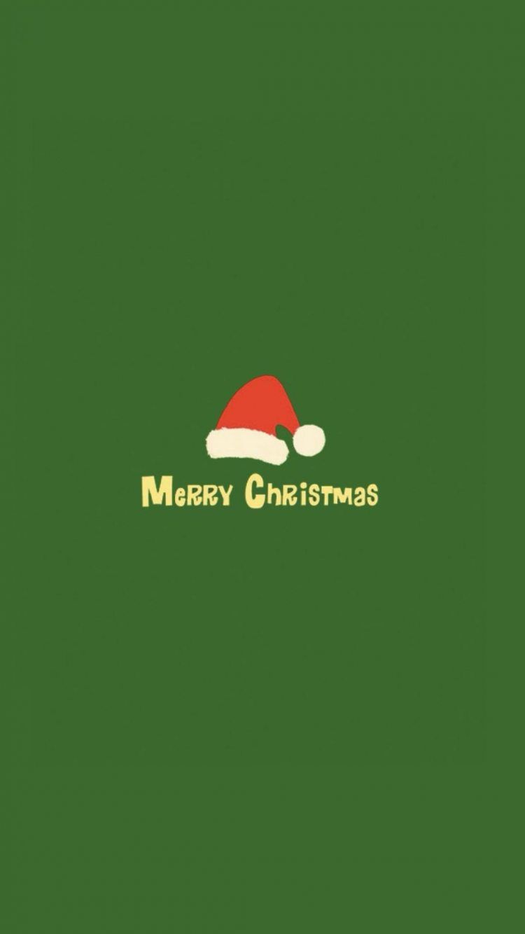 Download Minimalistic Merry Christmas Red Hat Green iPhone 6 Wallpapers