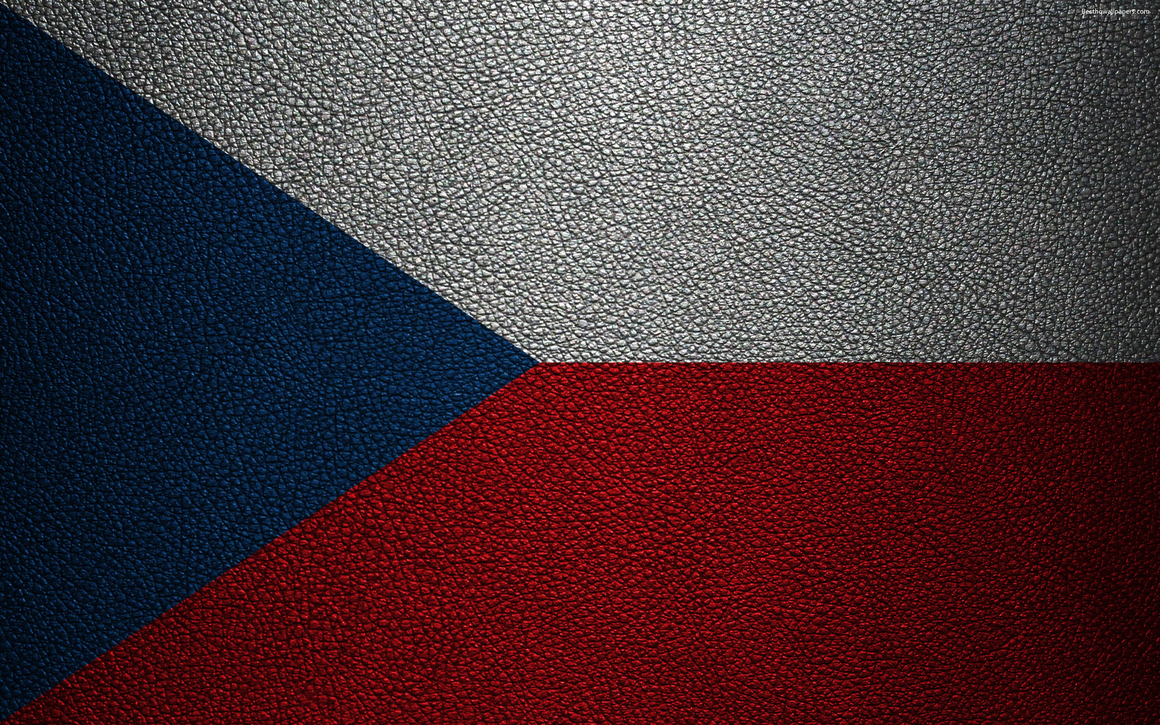 Download wallpaper Flag of Czech Republic, 4k, leather texture, Czech flag, Europe, flags of Europe, Czech Republic for desktop with resolution 3840x2400. High Quality HD picture wallpaper