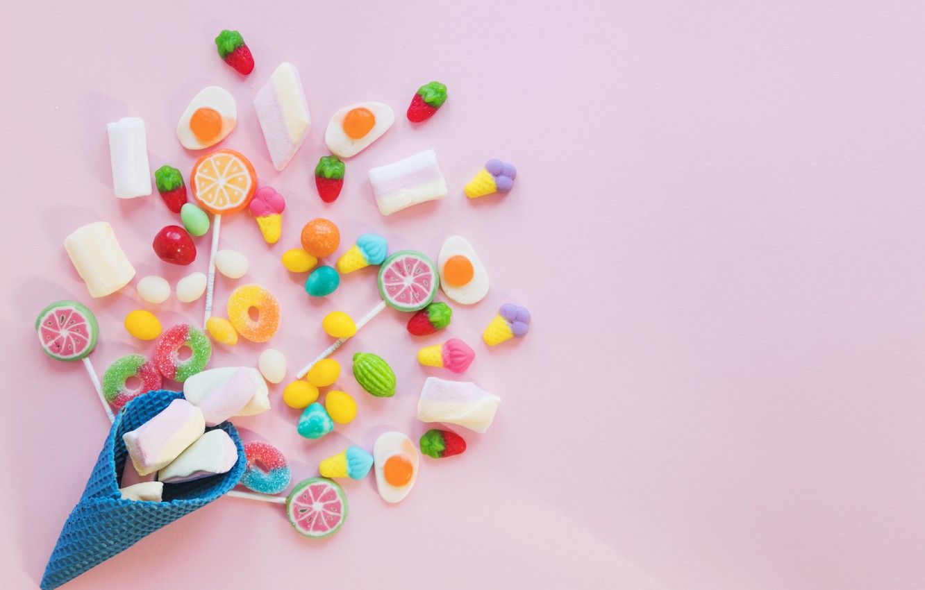 Wallpaper candy, horn, pink background, candy image for desktop, section разное