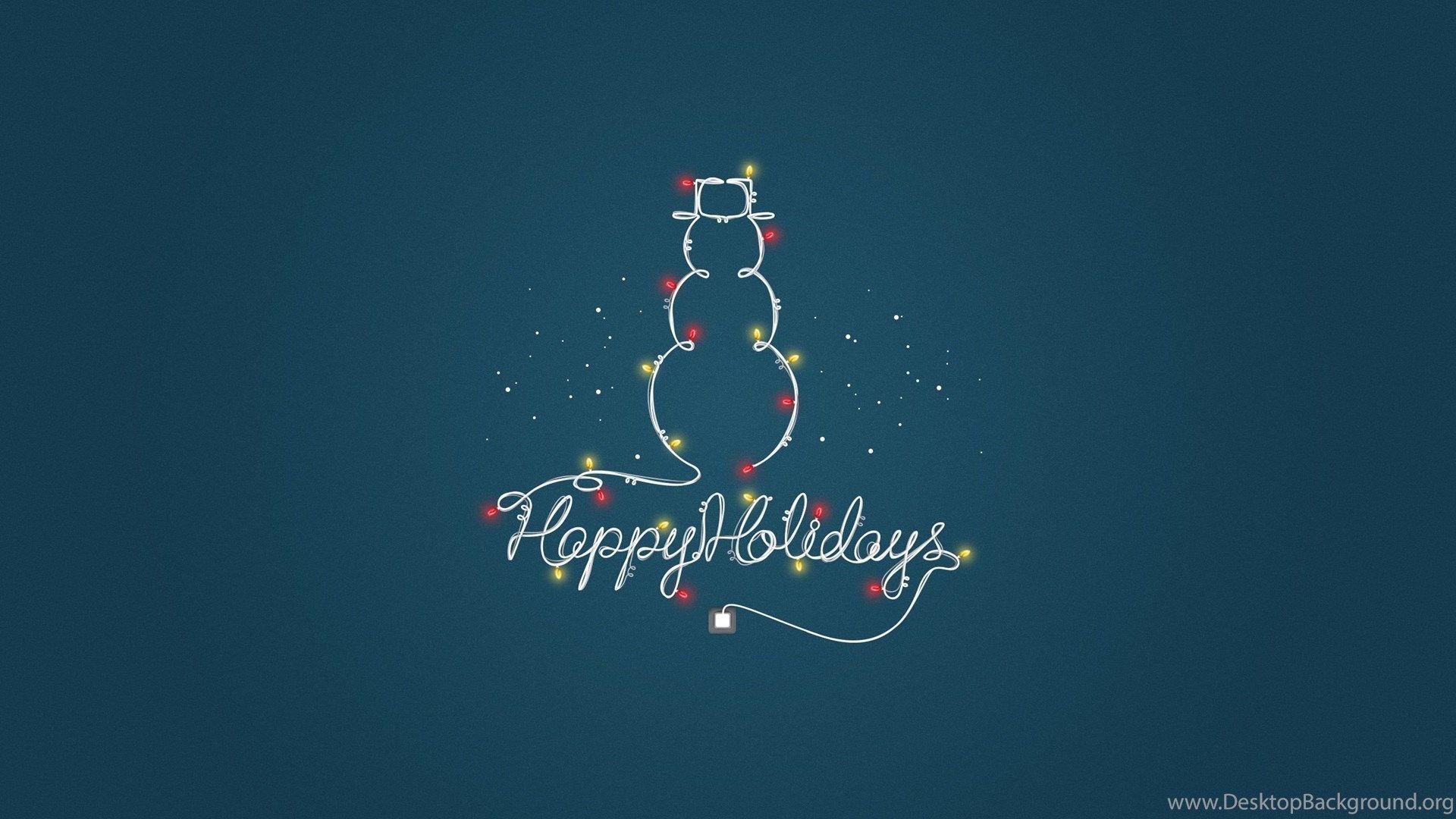 Snowman, Lights, Garland, Holiday, Minimalist Wallpaper, HD Background Desktop Background